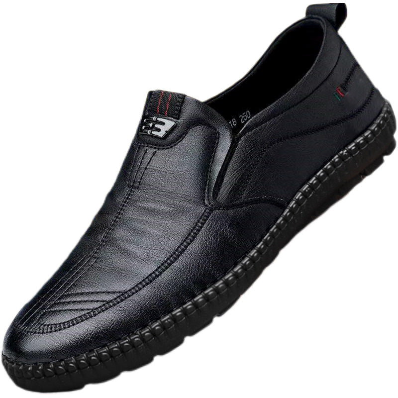 【39-44】Nuevos zapatos de cuero genuino de vaca para hombre, zapatos planos de cuero con suela blanda, estilo casual de negocios, elegantes y versátiles.
