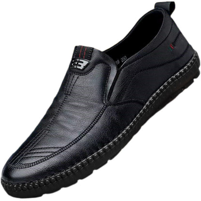 【39-44】Nuevos zapatos de cuero genuino de vaca para hombre, zapatos planos de cuero con suela blanda, estilo casual de negocios, elegantes y versátiles.