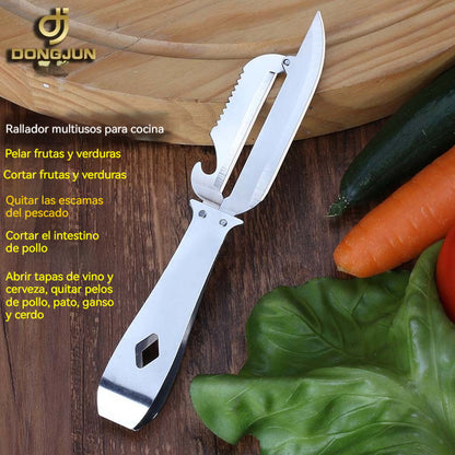💖【3 artículos】🧅🔪 Pelador de cocina multifuncional 6 en 1: ¡Pela, corta verduras, extrae las vísceras, descama, despluma y abre botellas! 🔥
