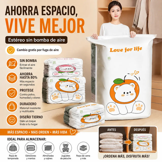 ✨🗃️ Juego de 5 piezas 💨 Bolsas de almacenamiento compresibles grandes: No se necesita bomba de aire, son a prueba de fugas, ideales para ahorrar espacio en tu maleta y en casa ✈️