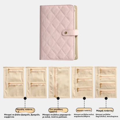 🔥Elegante bolsa portátil para guardar joyas con estampado a cuadros