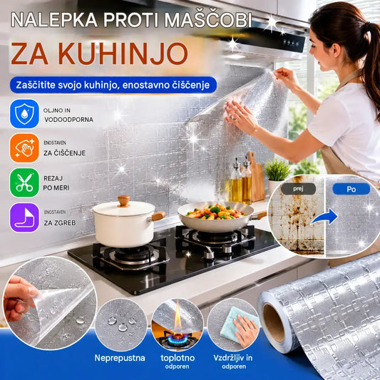 Lepila za kuhinjo: stenske nalepke, odporne na olje, vodo, ogenj in visoke temperature.