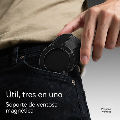 Este soporte para teléfono, plegable y giratorio, con ventosas e imanes, es un soporte multifuncional tres en uno para coche, un dispositivo muy versátil.