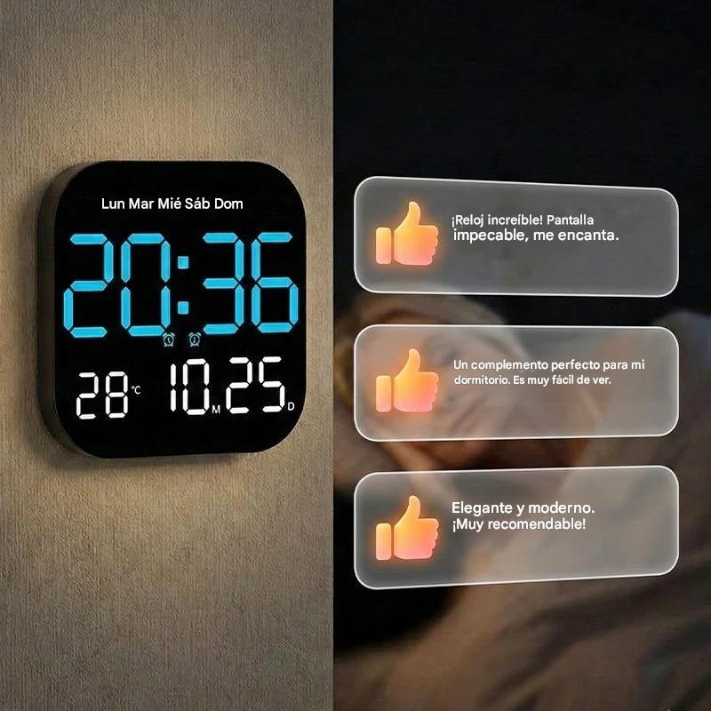 🕰️🛏️ Reloj digital apto tanto para el hogar como para la oficina, con ajuste de brillo/temperatura.