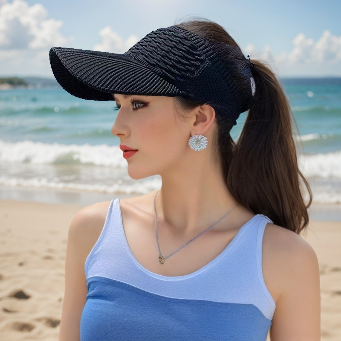 🔥【2 piezas】Sombrero de sol para mujer con coleta alta🧢 Transpirable, diseño abierto, protección UV400☀️ Perfecto para correr, hacer senderismo, ir a la playa y para el día a día💁‍♀️✨