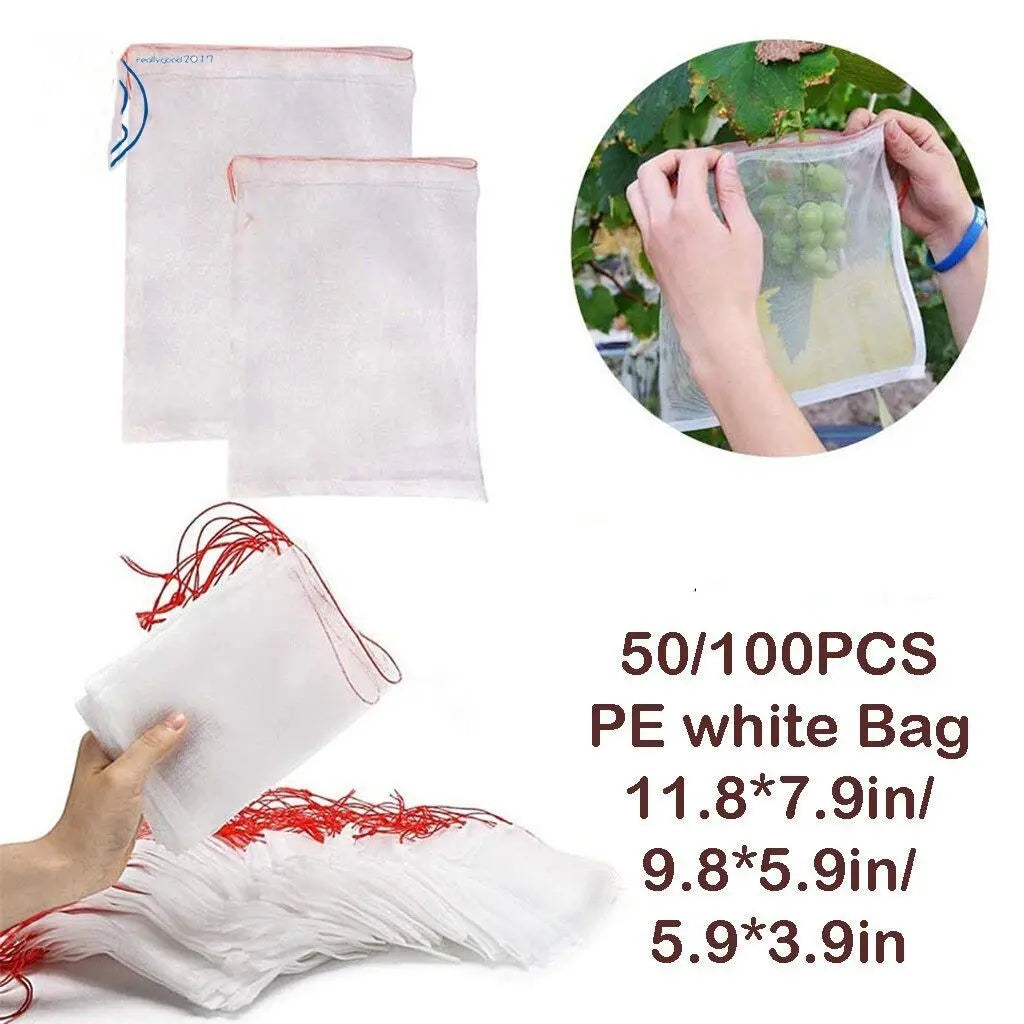 【50 sztuk】Siatka na owady i muszki owocowe, siatka ochronna drzew ozdobnych przed ptakami, worki siatkowe ogrodowe do ochrony kwiatów, roślin, owoców i warzyw