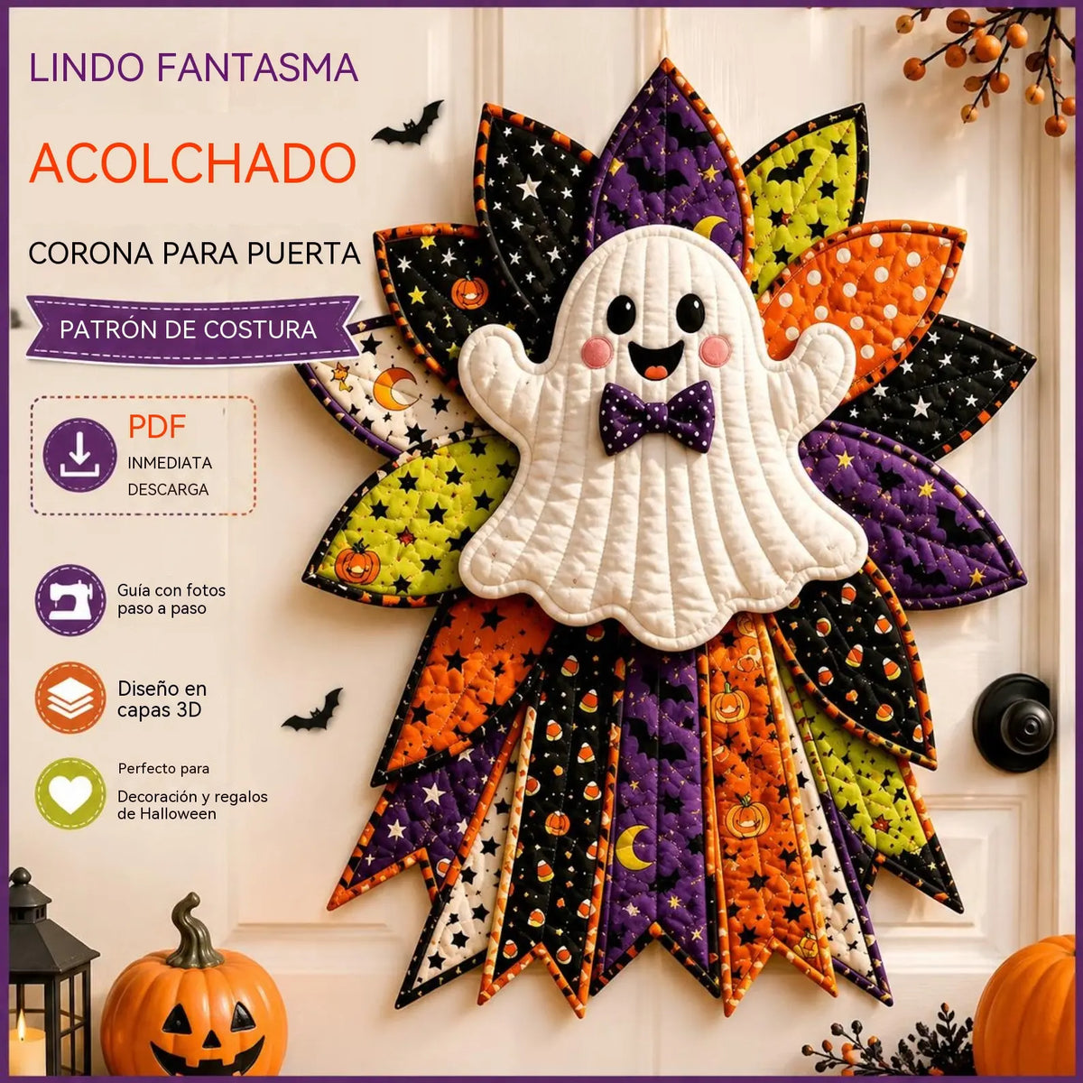 🎃✨🎄 Kit de costura DIY: Lazo decorativo hecho a mano para puertas (Halloween y Navidad)