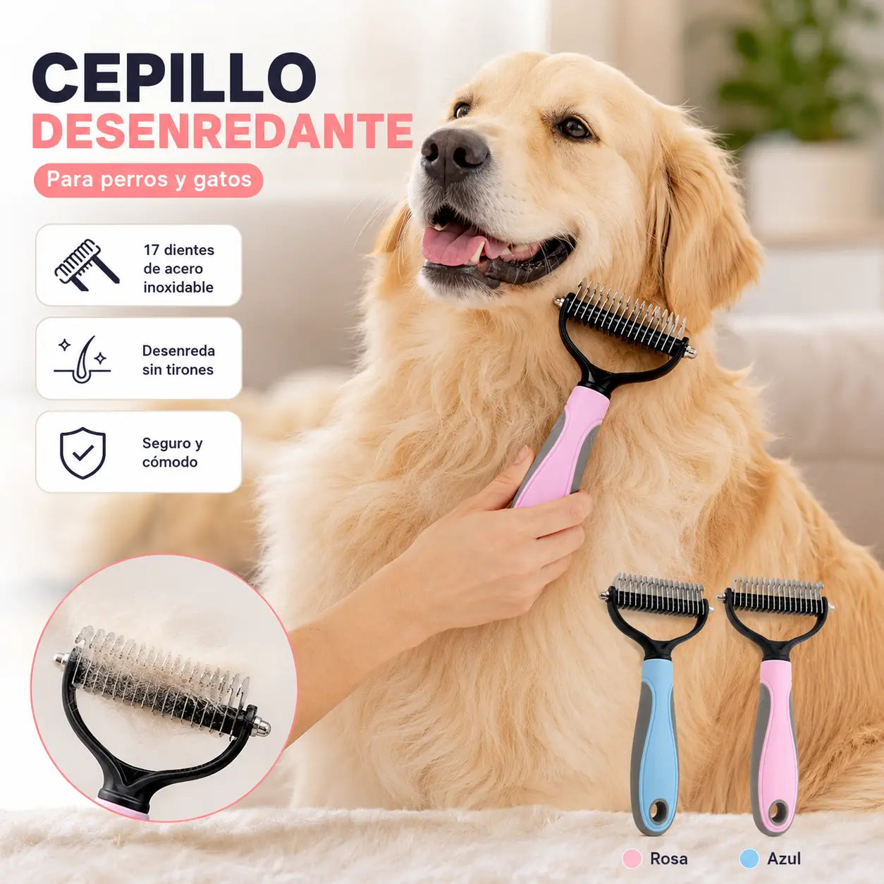 🐶【2 piezas】Cepillo de doble cara para el aseo de mascotas y la eliminación de pelo