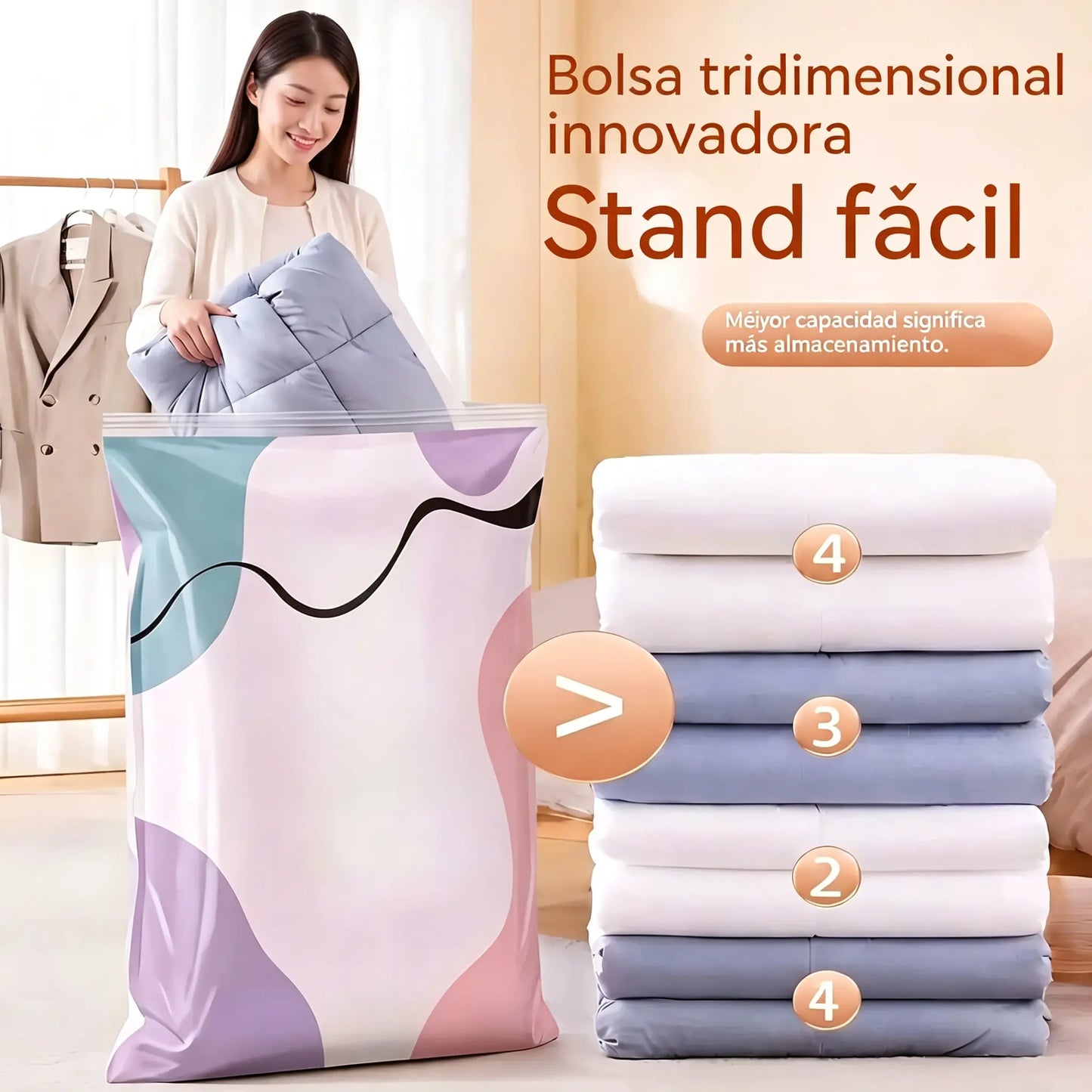 🧳 5 artículos por solo 35 € 💨 Bolsas de almacenamiento al vacío grandes y flexibles: No necesitan bomba de aire, son a prueba de fugas, ideales para ahorrar espacio en tu maleta y en casa ✈️