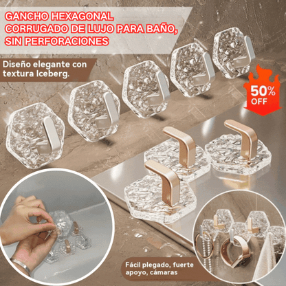 🔥10 piezas 25€🔥 ¡ÚLTIMO DÍA! 50% DE DESCUENTO 🔥 🪝 Ganchos Adhesivos Hexagonales Premium – ¡Ordena tu hogar sin taladrar!