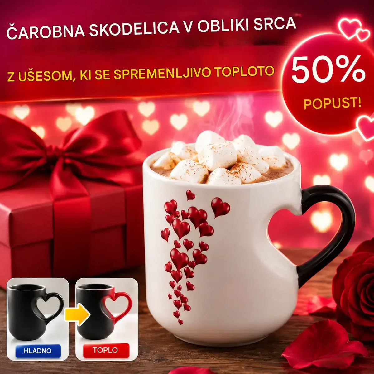 ☕Romantična keramična skodelica v obliki srca (barva se spreminja s toploto)💝✨