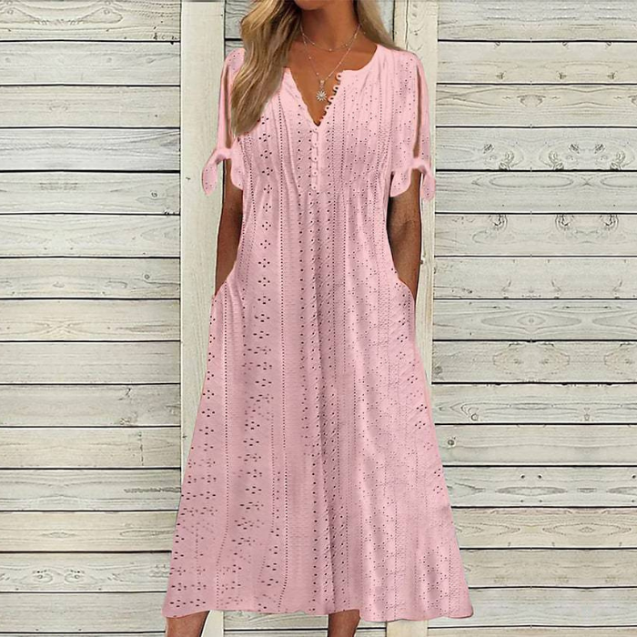 【🔥Gran oferta】【Talla 5XL】Vestido sencillo de verano para mujer, mezcla de algodón y lino, cómodo y transpirable