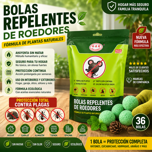 🌿✨【50 bolas】Potentes bolas repelentes de roedores e insectos, con ingredientes de origen vegetal, seguras para humanos y mascotas.