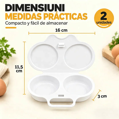 🎁2 piezas 💥Escalfador de huevos para microondas: doble cavidad, antiadherente y fácil de limpiar.🏠