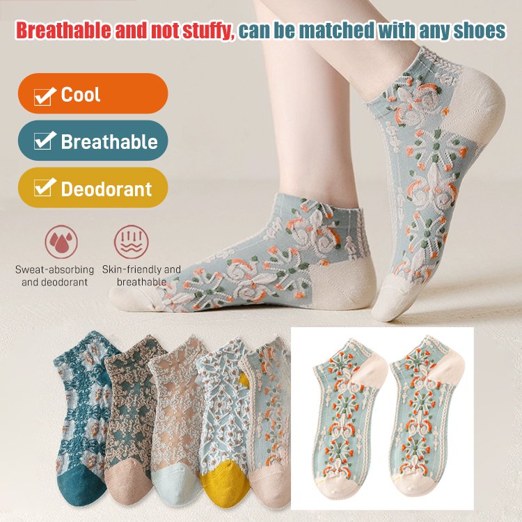 😍【Compre 5 y obtenga 5 gratis】Calcetines de mujer de algodón estampados súper cómodos y atractivos
