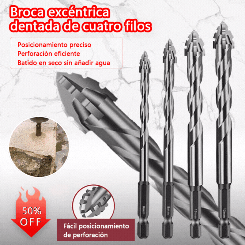 【6PCS】【4+5+6+8+10+12mm】Juego de brocas excéntricas de 6 flautas de alta resistencia