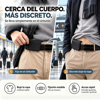Riñonera Mini de Viaje para Mujer y Hombre | Bolsa Compacta para Pasaporte, Dinero, Tarjetas y Documentos