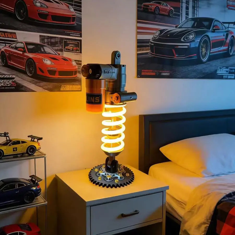 Lámpara de mesa suspendida con sistema de absorción de impactos - Luz LED ajustable para jugadores y aficionados a los coches