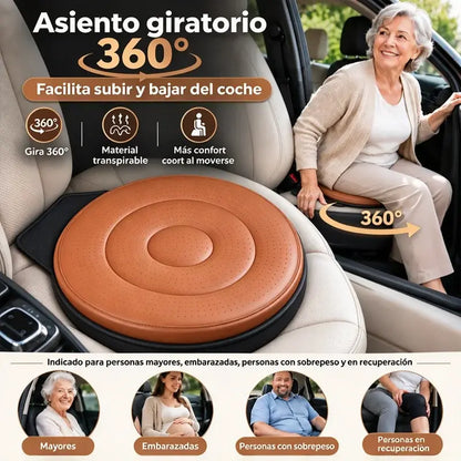 🚗🔄 Cojín Giratorio de 360° para Asiento de Coche | Asiento Rotatorio Portátil para Facilitar la Entrada y Salida del Vehículo