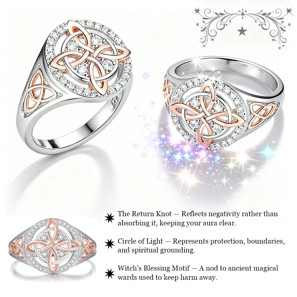 Plata 925 Anillo de protección con nudo de retorno de bruja hecho a mano