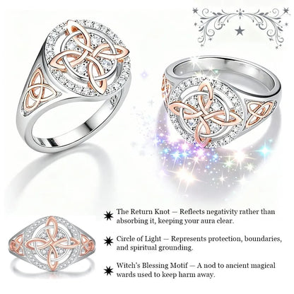 Plata 925 Anillo de protección con nudo de retorno de bruja hecho a mano