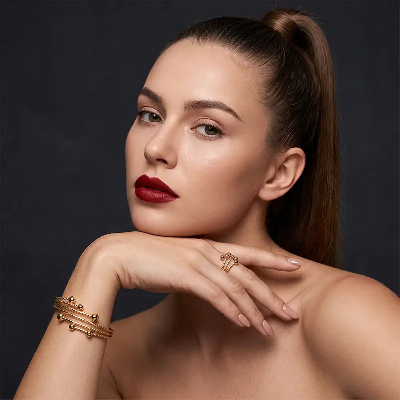 ✨ Juego de pulseras envolventes brillantes – Aleación – Diseño en capas y ajustable para mujer