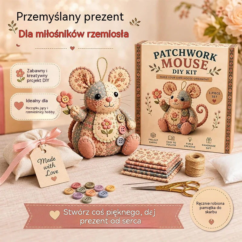 🧵Zestaw do szycia w kształcie pluszowej myszy w stylu vintage