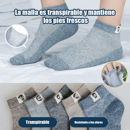 🔥🧦【10 pares】（35-42）Calcetines desodorantes transpirables de verano para hombre.