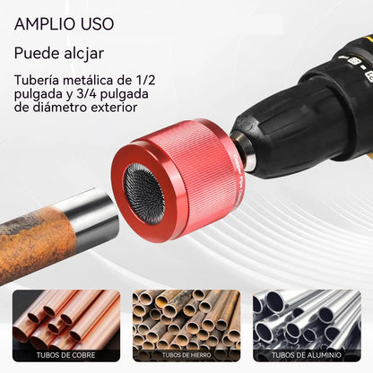 Limpiador y eliminador de óxido para tuberías metálicas (15/22/28 mm) – Cepillo de alambre compatible con taladro eléctrico para la eliminación rápida de óxido y suciedad