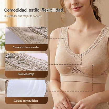 【M-6XL】2 pieza -【40-120kg】Nuevo sujetador cómodo y sin aros para mujer en tallas grandes; transpirable y confortable, con malla para la disipación del calor.