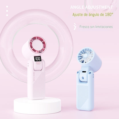 🥰 【Compra 1 y llévate 1 gratis】💦🌬️ Mini ventilador portátil plegable con pantalla digital USB de 100 velocidades