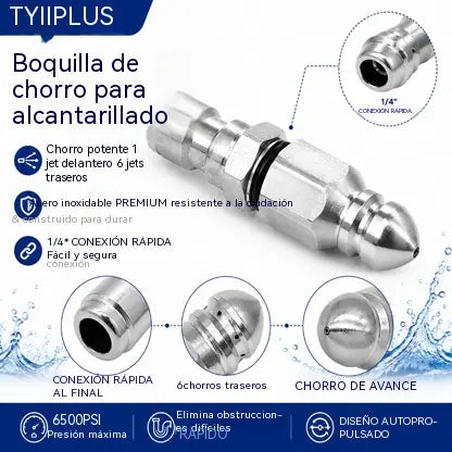 【2 pieza】Boquillas de alta presión para el lavado y la limpieza de tuberías, acoplamientos de conexión rápida para máquinas de lavado de coches/tuberías de agua.