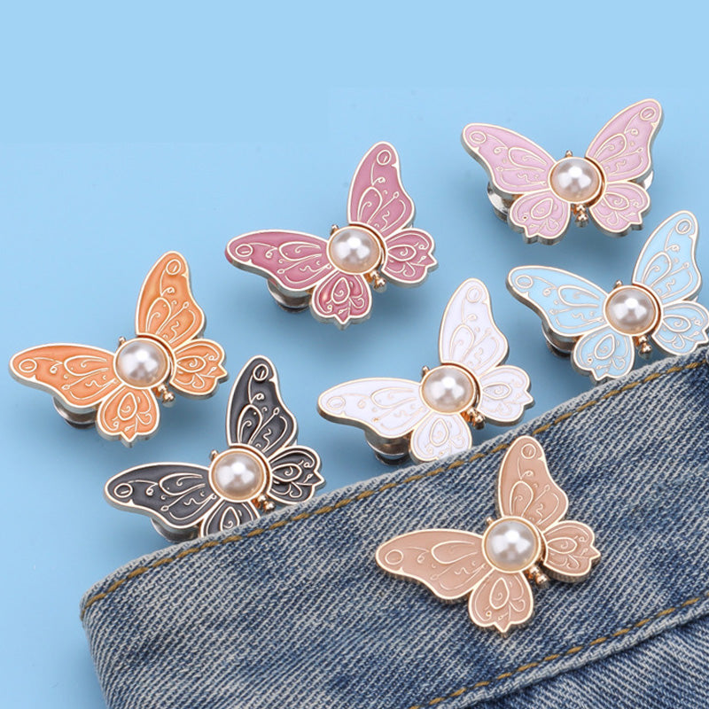 🦋[20 piezas 27 euros]Pantalones abotonados con botón de cintura de mariposa de perla cintura fija