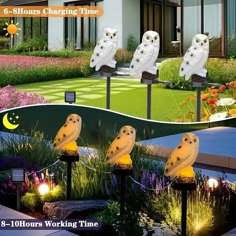 🦉 Lámpara solar decorativa con forma de búho: luz cálida para tu jardín.