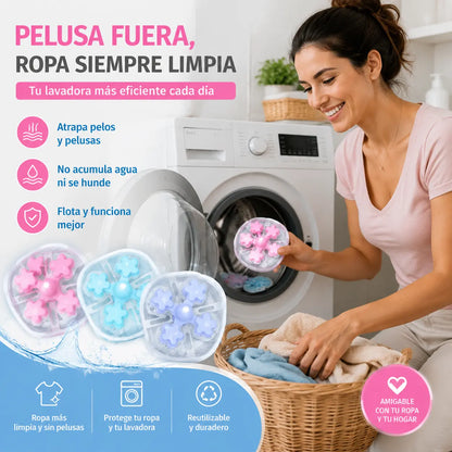 🌀【6 piezas】Filtro Flotante para Lavadora – Atrapa Pelusas, Cabellos y Pelos de Mascota en Cada Lavado 🧺