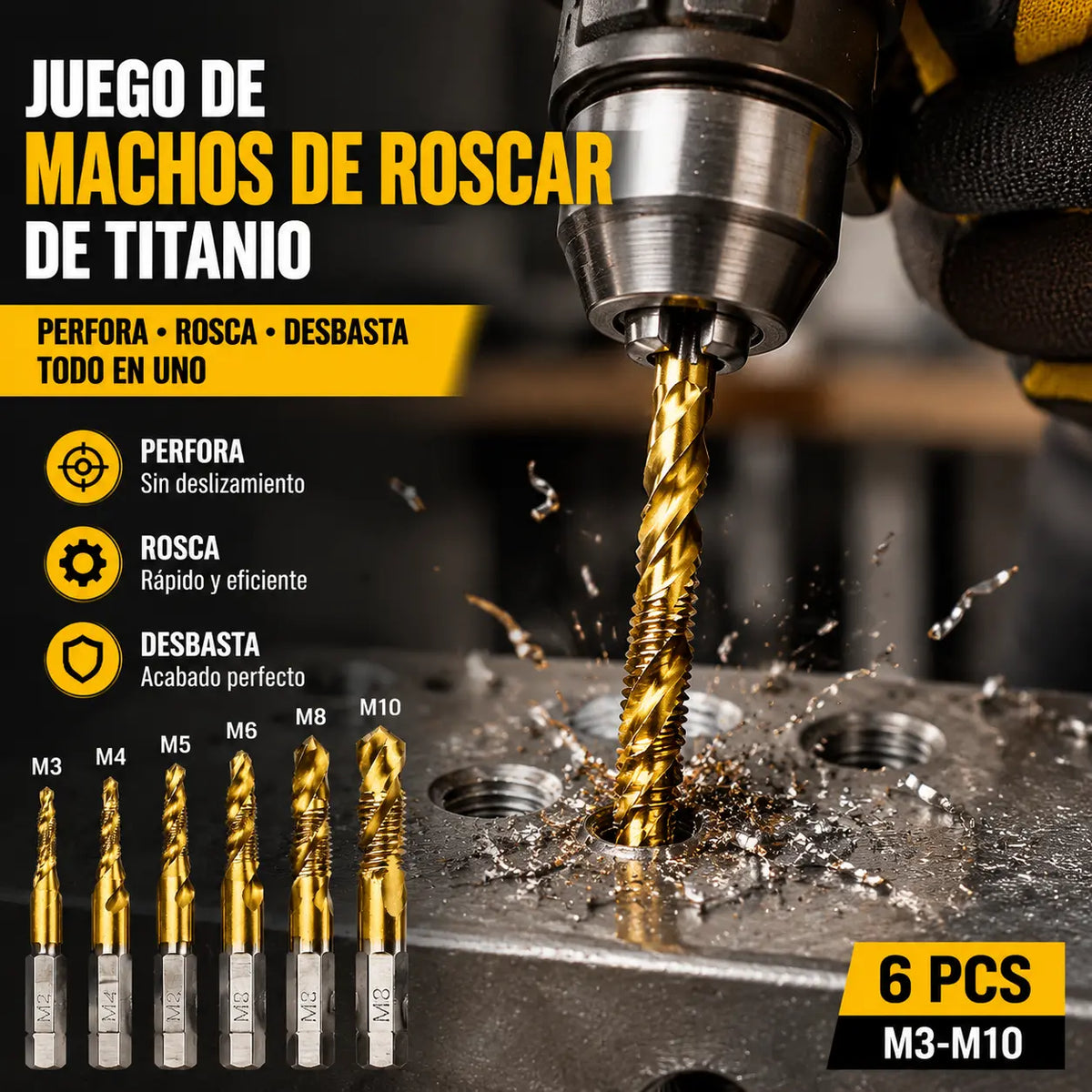 🔥【Compra 6 y obten 6 gratis（12 piezas）】🧰🔩 Juego de brocas multiusos
