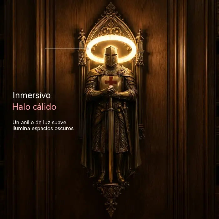 🛡️ Lámpara de pared de caballero y castillo medieval, lámpara acogedora de luz cálida ⚔️✨