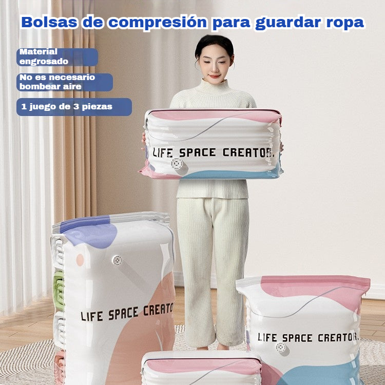 👕📦【5 piezas 25€】Bolsas de compresión para guardar ropa, no requieren vacío, diseño reforzado.