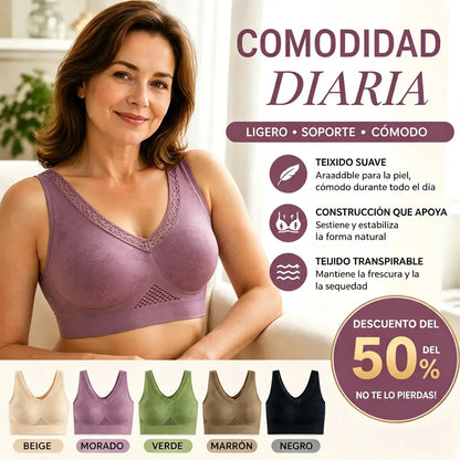 😍【M-6XL】❤️【40-120 kg】【Paquete de 3】✨Sujetador de encaje sin aros para mujer, alta sujeción