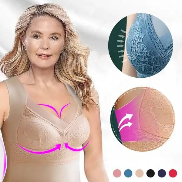 【3 piezas】【40-100 kg】Ropa interior de encaje de terciopelo de ganso de otoño e invierno, espalda hermosa, accesorios para fruncir el pecho, prevención de la flacidez del pecho