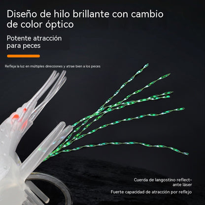 【7 piezas】Palitos luminosos de camarones de silicona suave