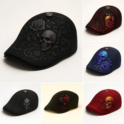 🔥✨Sombrero de ala plana con calavera y espinas