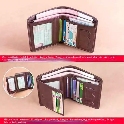 👝✨ Új férfi pénztárca valódi bőrből, lopásgátlóval