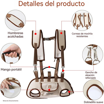🐾【S-XL】Mochila transportadora para perros con correa para el hombro y el brazo