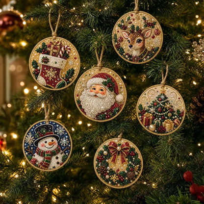 💖Un juego de 6 piezas por solo 23 euros.🎄✨Adornos navideños de madera hechos en casa