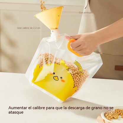 👍 ¡50% de descuento! Set de 6 piezas (con embudo)🥰 Bolsas multiusos para almacenar alimentos, a prueba de insectos y humedad.