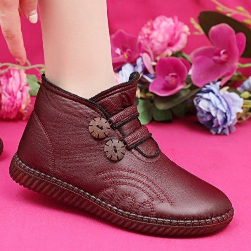 👢【35-40】Ženski topli, nedrseči gležnjarji iz pravega usnja s flis podlogo za zimo.