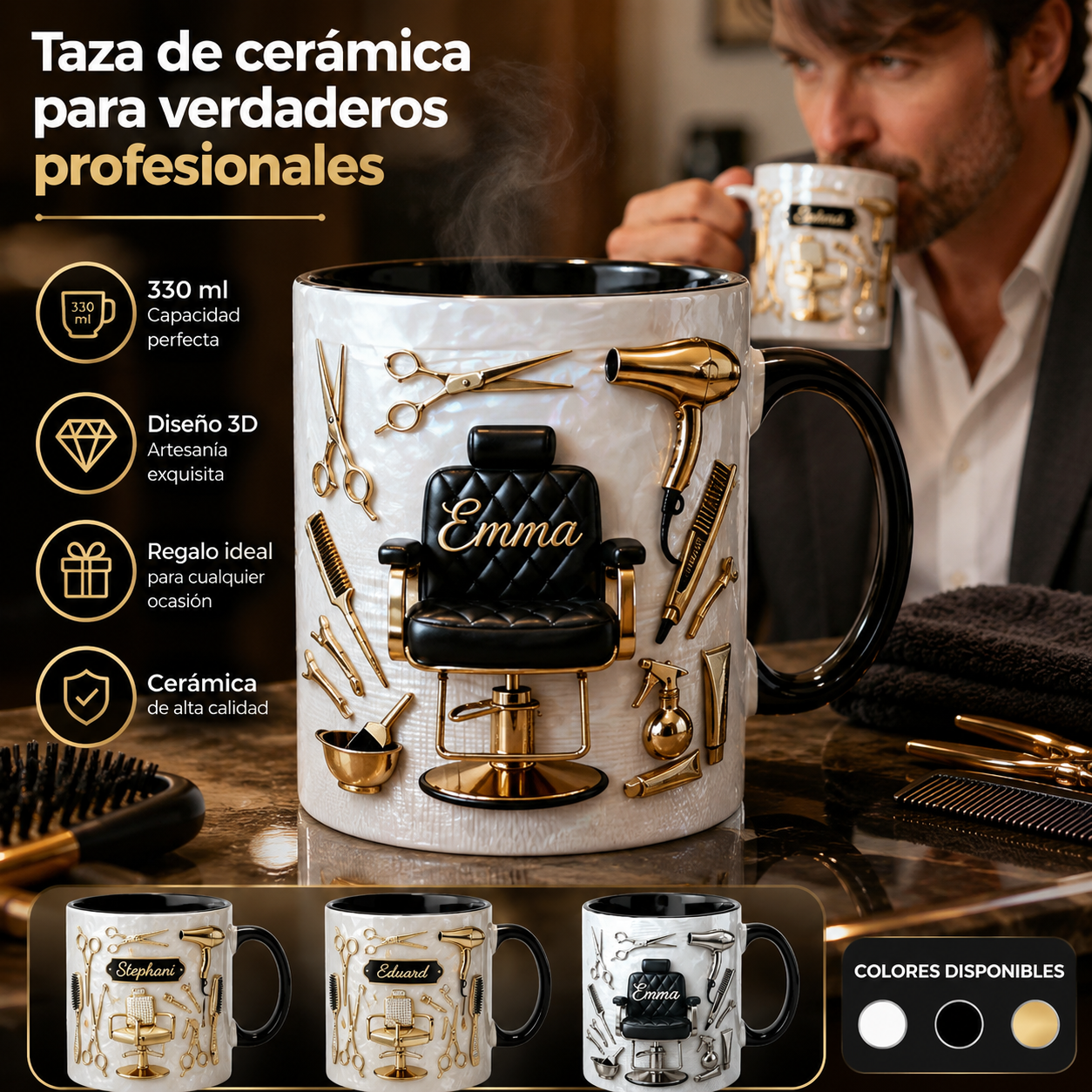 ✨✂️Taza de café de cerámica personalizada, ligera y lujosa