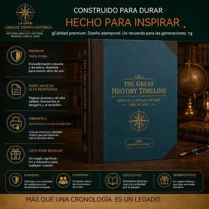 🔥📜 OFERTA ESPECIAL | Cuadro de historia sincronológica: 6.000 años de acontecimientos bíblicos y mundiales en una línea de tiempo desplegable.