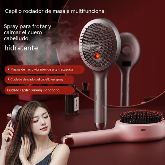 💆‍♀️Peine de masaje con spray que relaja el cuero cabelludo, peine de masaje para peinar y cuidar el cabello en casa con masaje vibratorio.